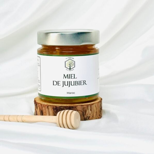 Pot de miel de Sidr du jujubier, miel rare et pur récolté artisanalement, reconnu pour ses bienfaits énergétiques, digestifs et spirituels