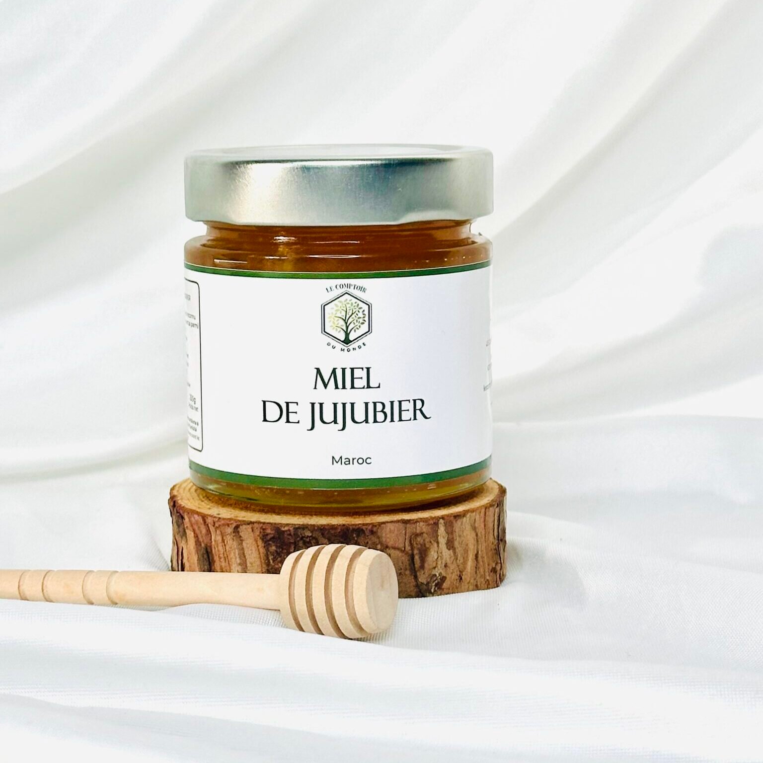 Pot de miel de Sidr du jujubier, miel rare et pur récolté artisanalement, reconnu pour ses bienfaits énergétiques, digestifs et spirituels